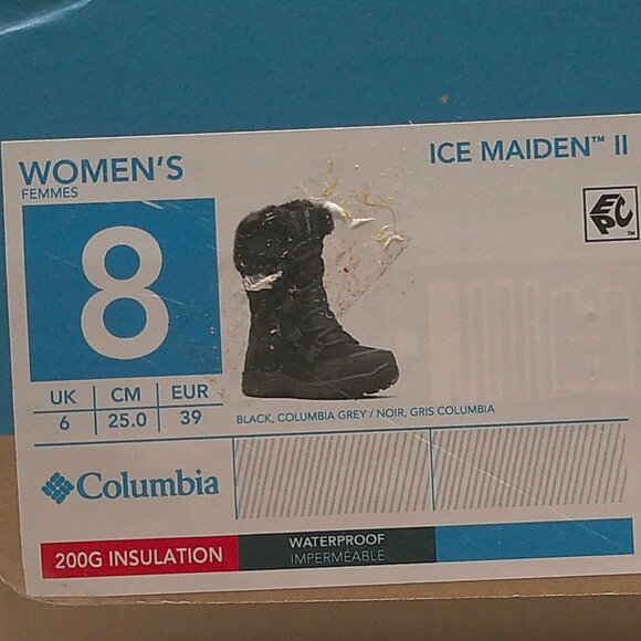 Columbia Ice Maiden II Black Quilted Waterproof Lace up Snow Winter Boots SZ 8 - Picture 12 of 12